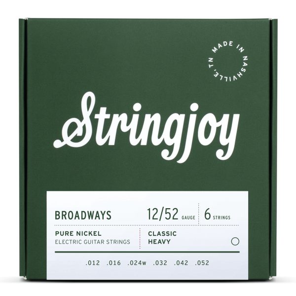 Stringjoy Broadways | Classic Heavy Gauge (12-52) Pure Nickel Electric Guitar Strings