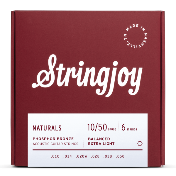 Stringjoy Naturals | Extra Light Gauge (10-50) Phosphor Bronze Acoustic Guitar Strings