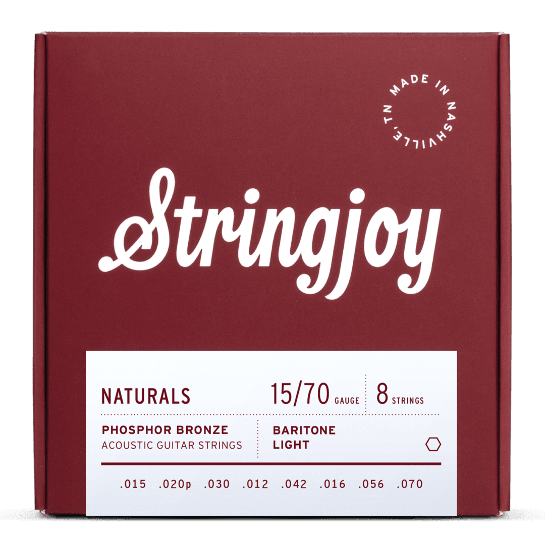 Stringjoy Naturals | 8 String Baritone Light Gauge (15-70) Phosphor Bronze Acoustic Guitar Strings