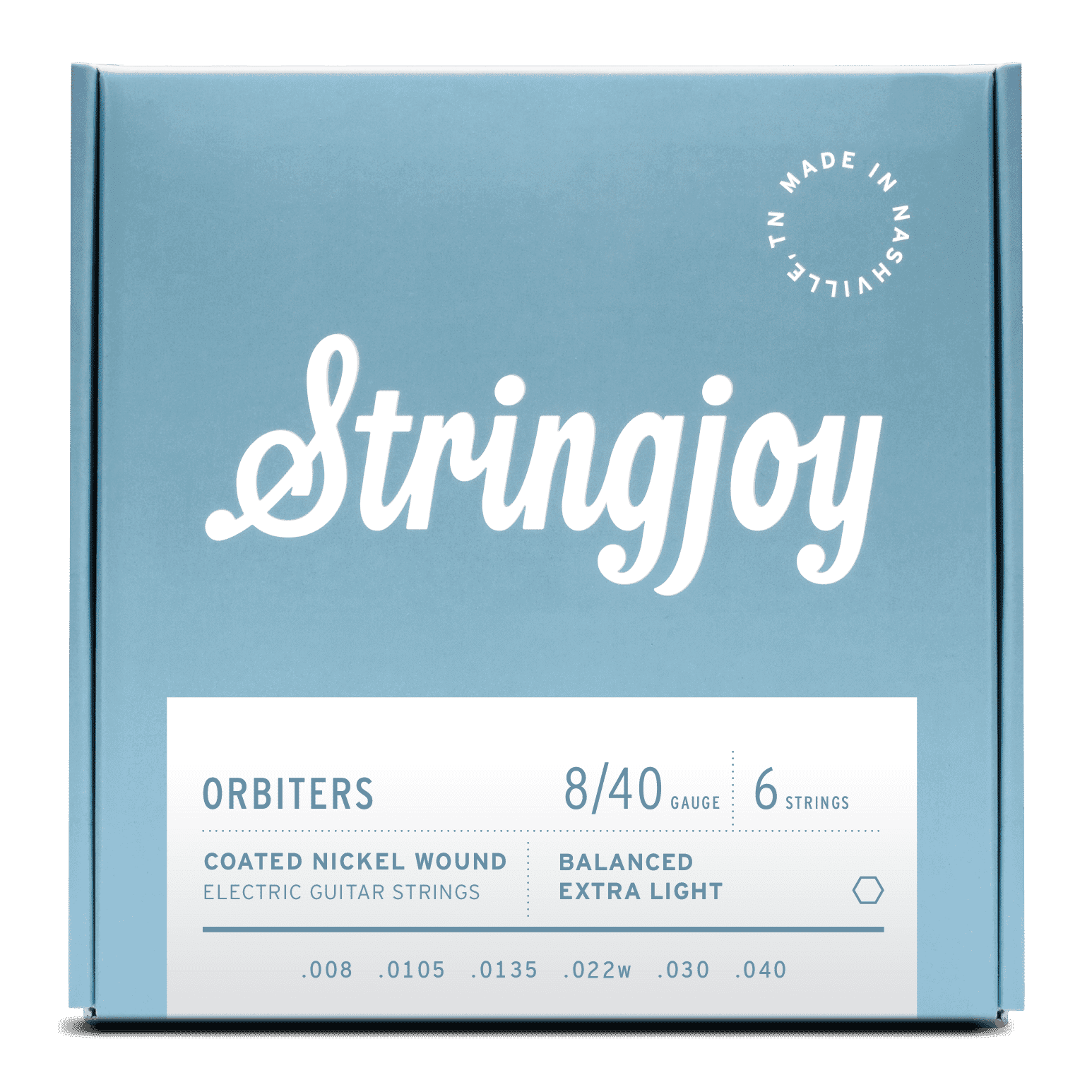 Stringjoy Orbiters | Balanced Extra Light Gauge (8-40) Coated Nickel Wound Electric Guitar Strings