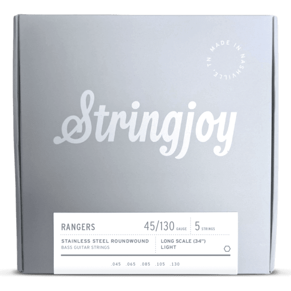 Stringjoy Rangers | Light Gauge (45-130) 5 String Long Scale Stainless Steel Bass Guitar Strings